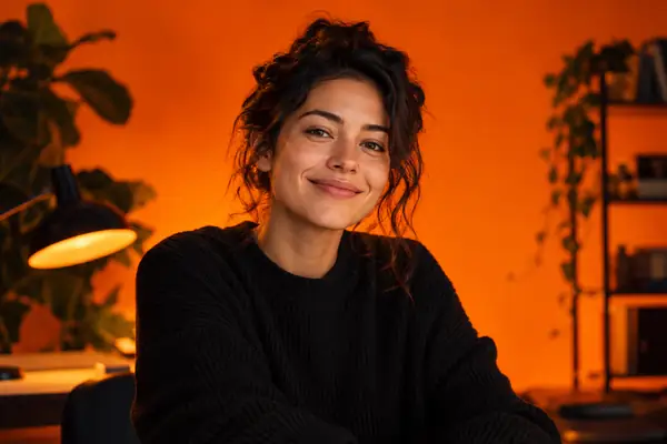 Generated contributor portrait with orange background