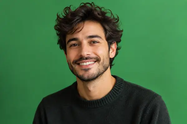 Generated contributor portrait with green background